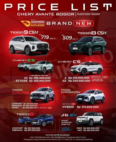 Pricelist Harga Chery meikarta 2025